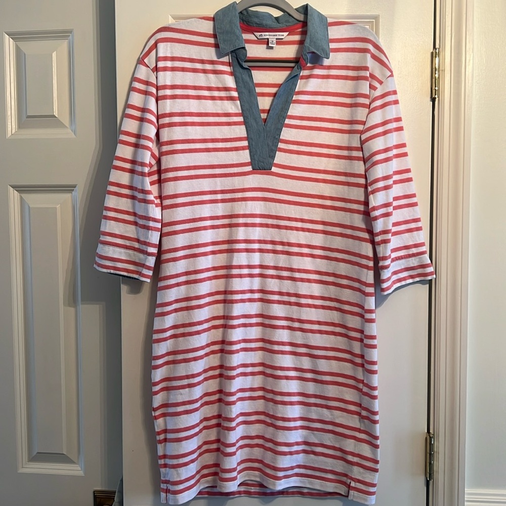 Southern Tide Coral Stripe Sweater Dress Size Small
